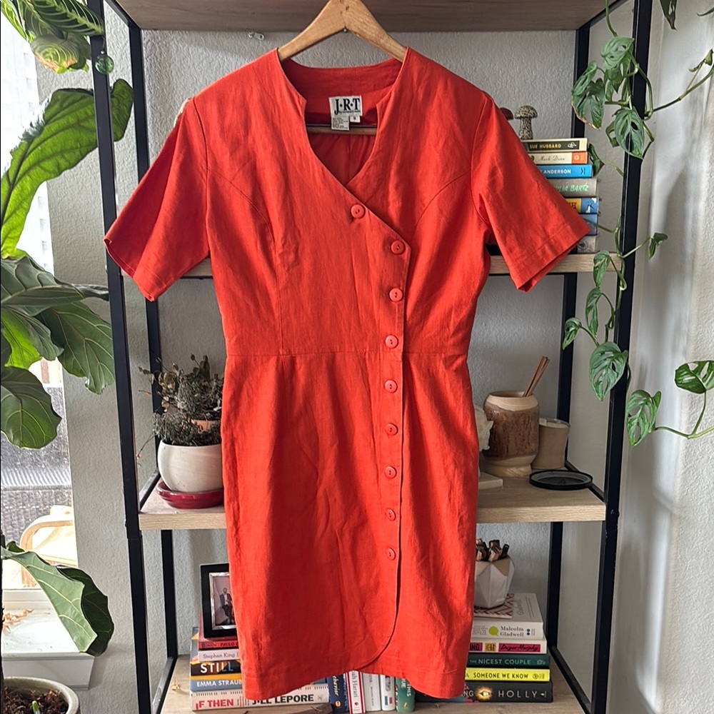 Vintage Orange Button-Down Dress